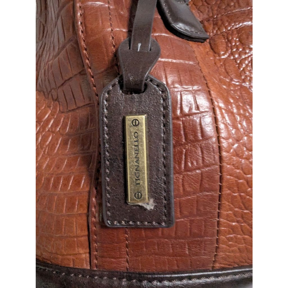 Women's Tignanello Brown Croc Embossed Satchel One Size Handbag Purse - Picture 2 of 16